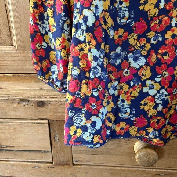 Porridge Medium‎ Silk Blouse Top Floral Anthropologie V-Neck Long Sleeve - Picture 8 of 13